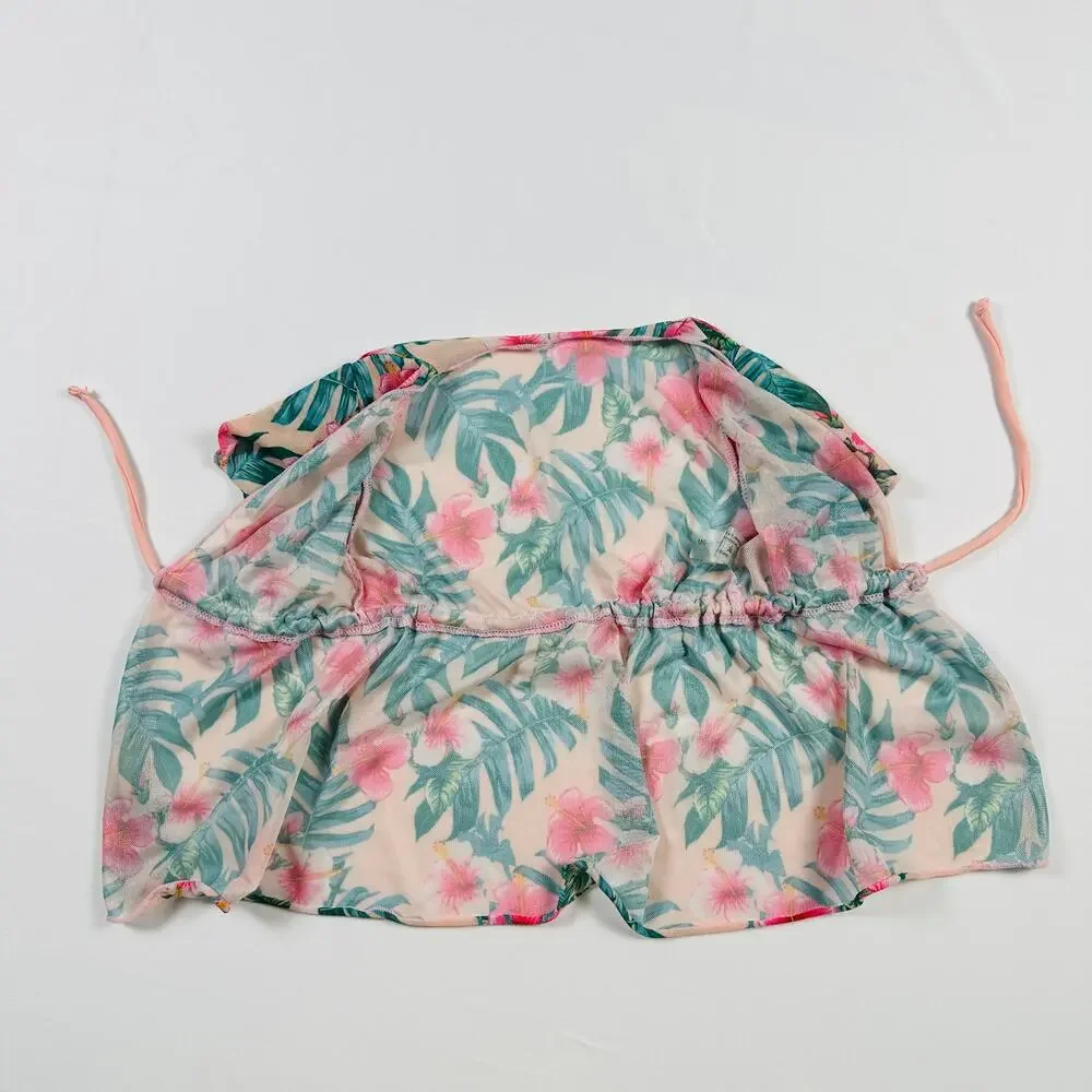 Tropical Floral Swim Suit Cover Up Sheer Robe Sz 6-9 mo